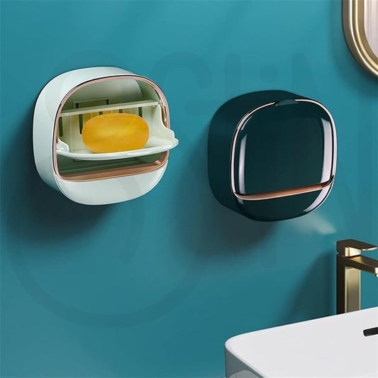 Wall-Mounted Waterproof Soap Holder with Drain Tray