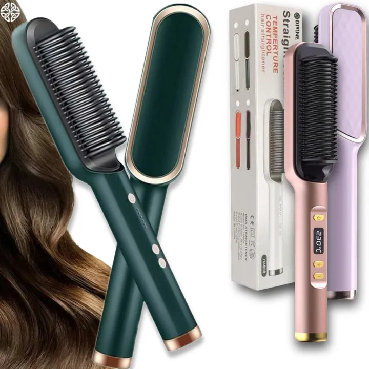 2-in-1 Hair Straightening Brush – Fast Heating Hair Straightener & Styling Comb for Smooth, Silky Hair