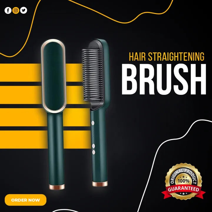 2-in-1 Hair Straightening Brush – Fast Heating Hair Straightener & Styling Comb for Smooth, Silky Hair