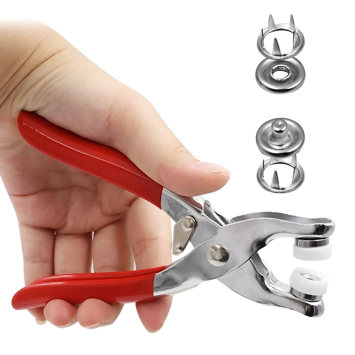 Metal Snap Button Kit with Hand Press Pliers – 50PCS Snap Fasteners for Sewing, DIY Crafts, Clothes & Hats