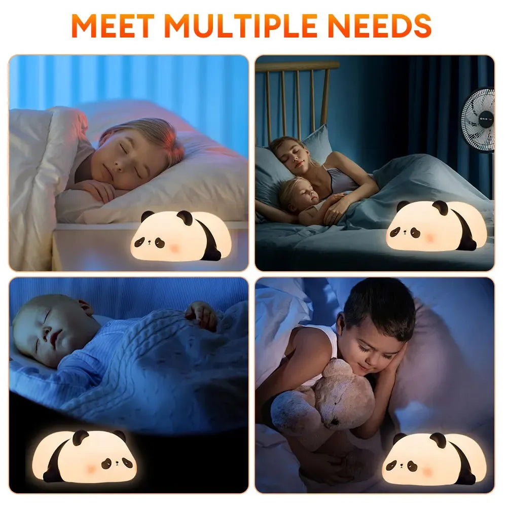 Cute Panda LED Night Lamp with 30-Min Timer – Soft Silicone Bedside Light for Kids