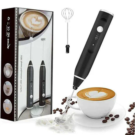 Rechargeable Electric Milk Frother – 2-in-1 Coffee Beater & Egg Whisk
