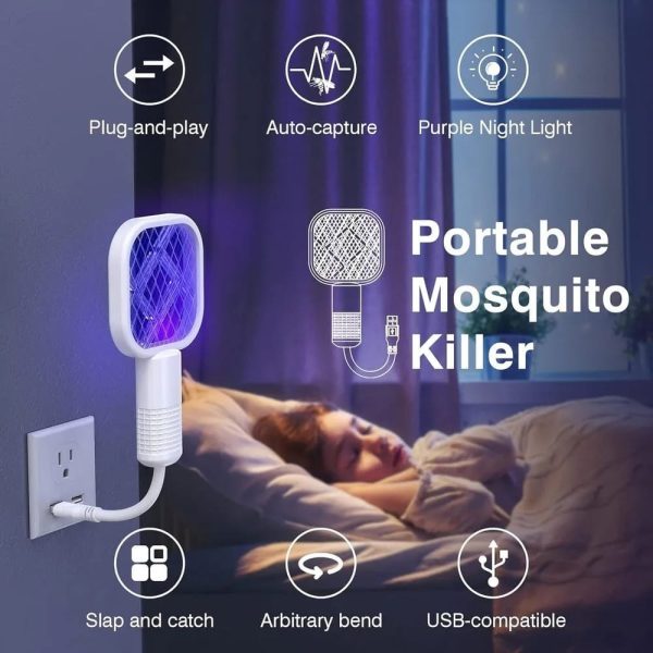 USB Electric Mosquito Killer Racket Lamp | Silent & Safe Insect Killer Light