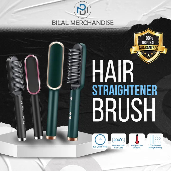 2-in-1 Hair Straightening Brush – Fast Heating Hair Straightener & Styling Comb for Smooth, Silky Hair