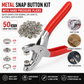 Metal Snap Button Kit with Hand Press Pliers – 50PCS Snap Fasteners for Sewing, DIY Crafts, Clothes & Hats
