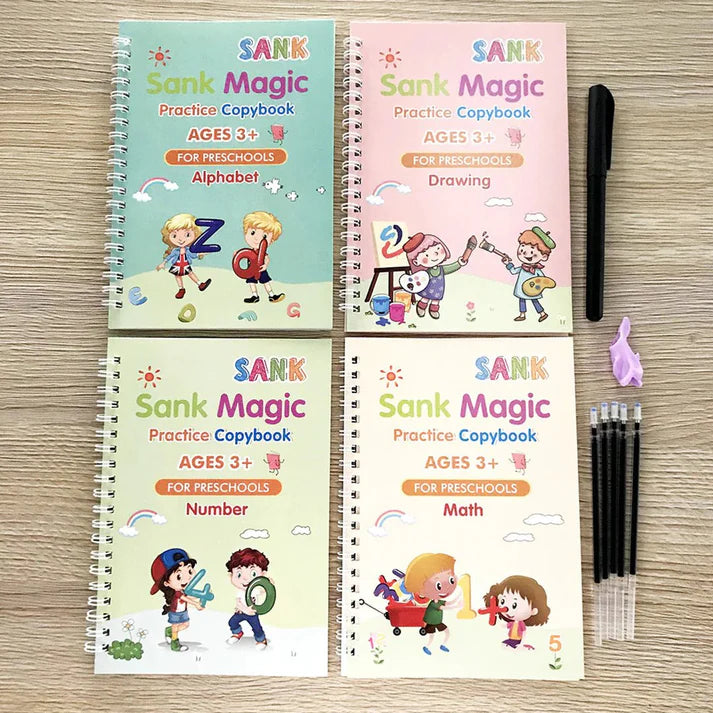 Sank Magic Practice Book Set 4 Books With Pen & 10 Refills Kids