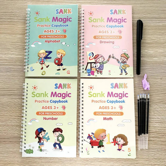 Sank Magic Practice Book Set 4 Books With Pen & 10 Refills Kids